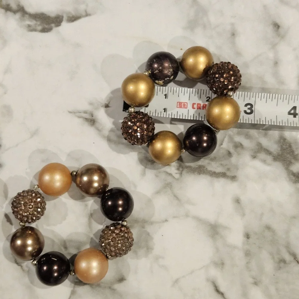 Kids Chunky Beaded Bracelet Bundle |‎ Fall Neutral Tones | Mixed Condition